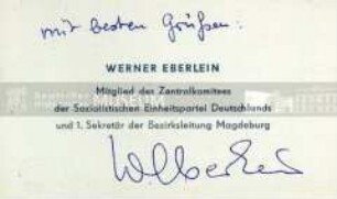 Handsignierte Visitenkarte von werner Eberlein