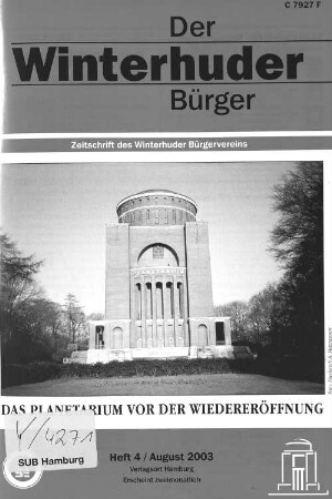 Heft 4 / August 2003 : Zeitschrift des Winterhuder Bürgervereins