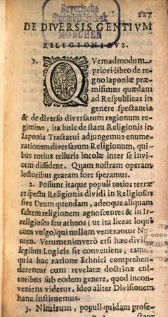 Tractatus in quo agitur de Japoniorum religione, de Christianae religionis introductione in ea loca, de eiusdem exstirpatione