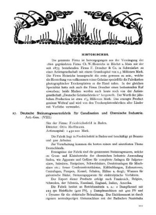 27. Deutsche Steinzeugwaarenfabrik für Canalisation und Chemische Industrie. Act.-Ges.