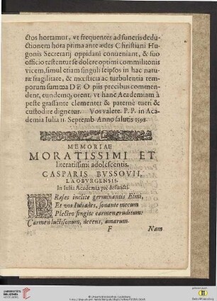 Memoriae Moratissimi et literatissimi adolescentis