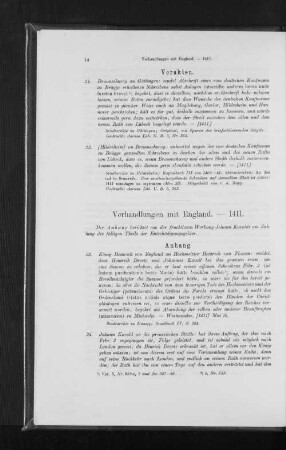 Verhandlungen mit England. - 1411.
