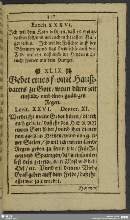 XLIX. Gebet eines Christlichen Hausvaters, umb einen gnädigen Regen