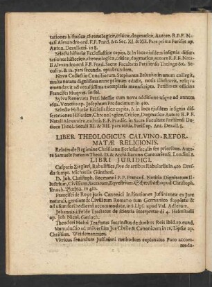 Liber Theologicus Calvino-Reformatae Religionis.