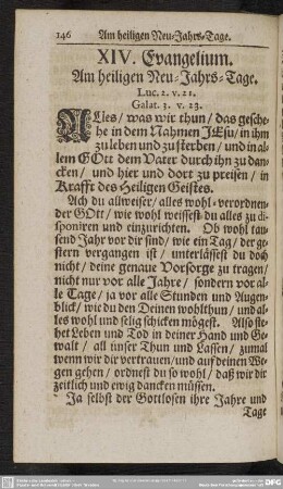 XIV. Tage. Am heiligen Neu-Jahrs-Tage
