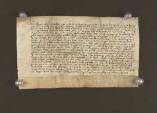 1511.11.18. Bürgermeister, beide Räte und ganze Gemeinheit der Stadt Lemgo verkaufen für hundert rh. Gfl. eine Jahresrente von 4 Gfl. an die Dechen oder Templierer der Kirche "Unserer lieben Frauen" auf der Neustadt zu treuen Händen. Die Rente ist rückkäuflich. Siegelankündigung. Aussteller. Datum anno domini 1511 am dinxdage na Martini Episcopi.