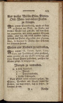 Aus weißer Wäsche Eisen- Dinten- Obst- Wein- und andere Flecken zu bringen