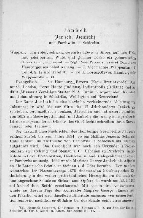 Jänisch (Janisch, Jaenisch) aus Parchwitz in Schlesien.