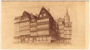 Restaurant Heyland, Römerberg, Frankfurt/Main: (Lichtpause von Inv.Nr. 35500): Perspektivische Ansicht