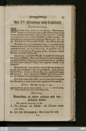 Am XV. Sonntage nach Trinitatis.