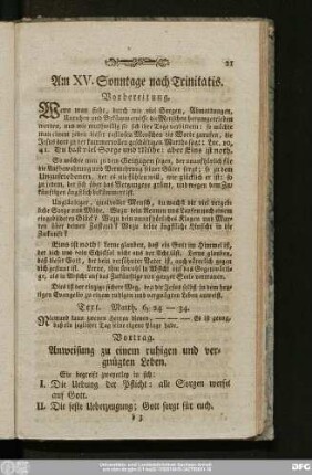 Am XV. Sonntage nach Trinitatis.