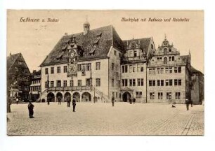 "Marktplatz mit Rathaus und Ratskeller", Robert-Mayer-Denkmal, Haus Marktplatz 3