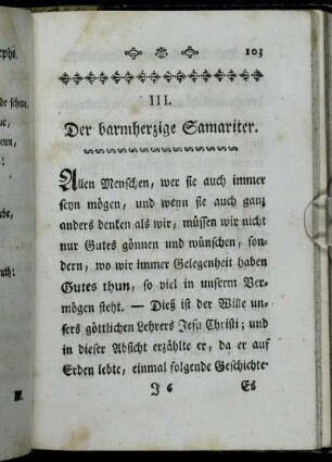 III. Der barmherzige Samariter.