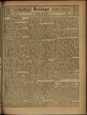 Zweite Ausgabe vom Sonntag, den 18. Juli 1920.