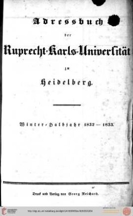Wintersemester 1832/1833