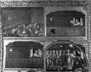 Mosaikdekoration mit Geschichten aus dem alten Testament — Die Sintflut und die Arche Noah