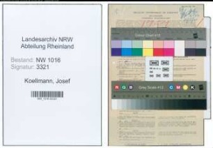 Entnazifizierung Josef Koellmann , geb. 11.05.1905 (Steuerinspektor)