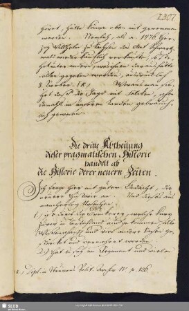 Die dritte Abteilung dieser pragmatischen Historie handelt ab die Historie derer neuen Zeiten.