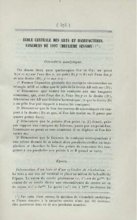 École Centrale des arts et manufactures. Concours de 1897 (deuxième session).