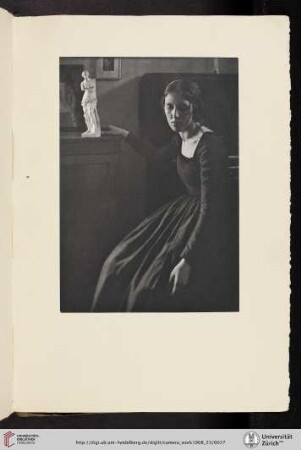 [Clarence Hudson White, IV. Lady in Black with Statuette, photogravure from original negative]