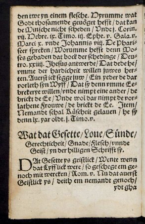 Wat dat Gesette/ Love/ Sünde ... yn der hilligen Schrifft sy.