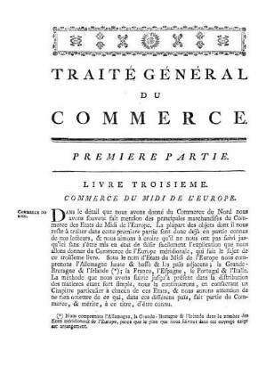Livre Troisieme. Commerce Du Midi De L'Europe