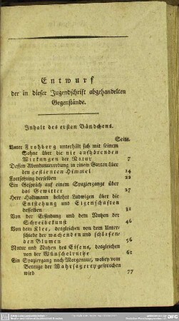 Inhalt des ersten Bändchens