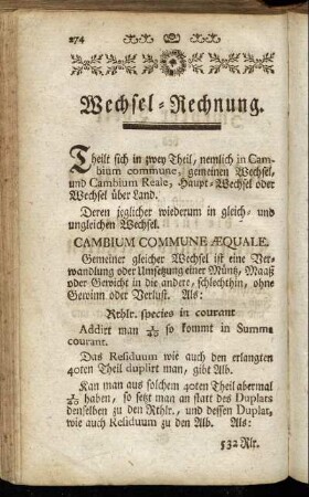 Wechsel-Rechnung.