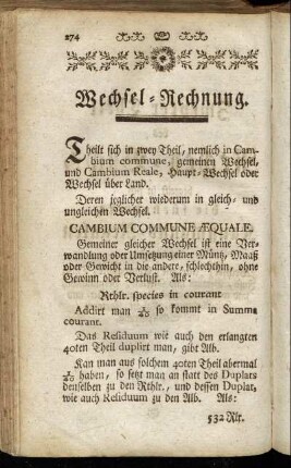 Wechsel-Rechnung.