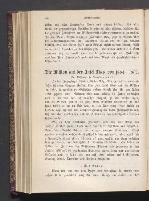Die Mission auf der Insel Nias von 1884—1897