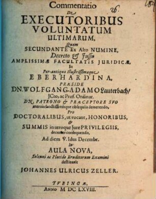 Commentatio de executoribus voluntatum ultimarum