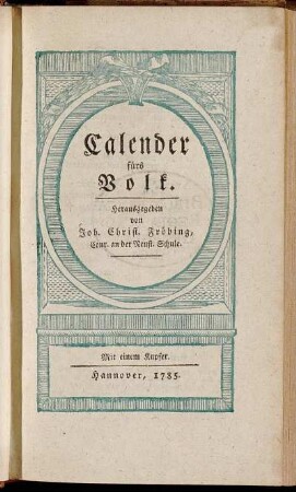 1785: Calender fürs Volk