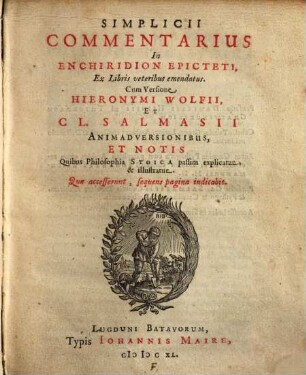 Simplicii Commentarius In Enchiridion Epicteti : Ex Libris veteribus emendatus