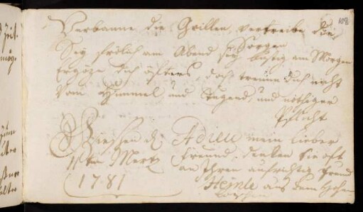 Heinle, Johann Michael [Jurastudent aus Öhringen]. Gießen, 11.03.1781.