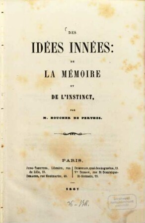 Des idées innées: de la memoire et de l'instinct