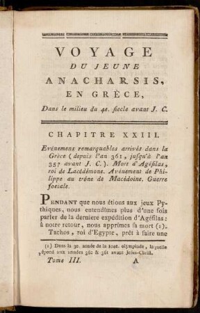 Chapitre XXIII. Evénemens remarquables arrivés dans la Grèce [...].