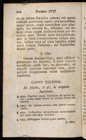 224-236, Caput Tertium. De subjecto, id est, de recipiente Baptisimum. - Caput Quartum. De Effectibus Baptismi.