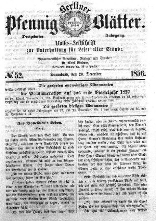 No. 52, Sonnabend, den 20. Dezember