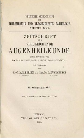 Zeitschrift für vergleichende Augenheilkunde, 2. 1883