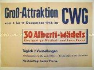 Maueranschlag mit Ankündigung eines Auftritts der Alberti-"Mädels in Chem"nitz