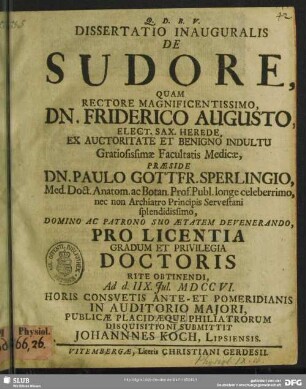 Dissertatio Inauguralis De Sudore