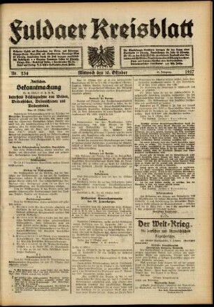 Ausgabe vom Mittwoch, den 10. Oktober 1917.