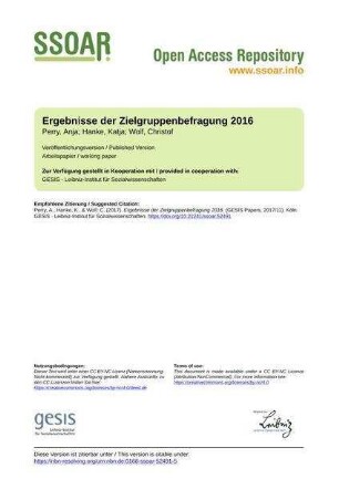 Ergebnisse der Zielgruppenbefragung 2016