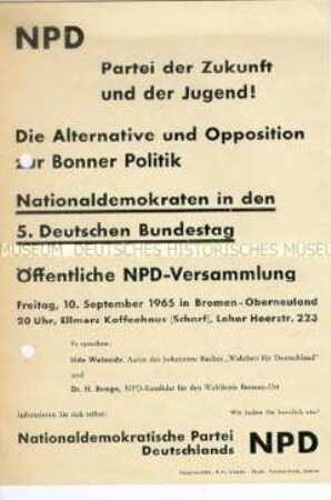 Aufruf der NPD zu einer öffentlichen Versammlung