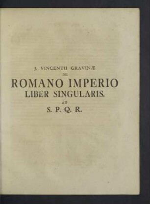 Romano Imperio liber singularis.