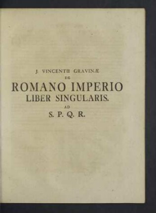 Romano Imperio liber singularis.