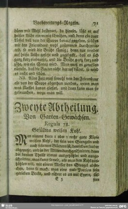 Zweyte Abtheilung. Von Garten-Gewächsen