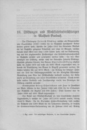 10. Stiftungen und Wohlfahrtseinrichtungen in Malstatt-Burbach.