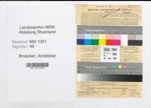 Entnazifizierung Anneliese Broecker , geb. 23.04.1908 (Bibliothekarin)