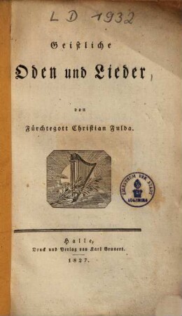Geistliche Oden und Lieder